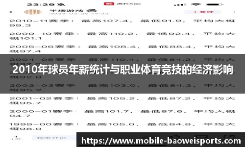 2010年球员年薪统计与职业体育竞技的经济影响